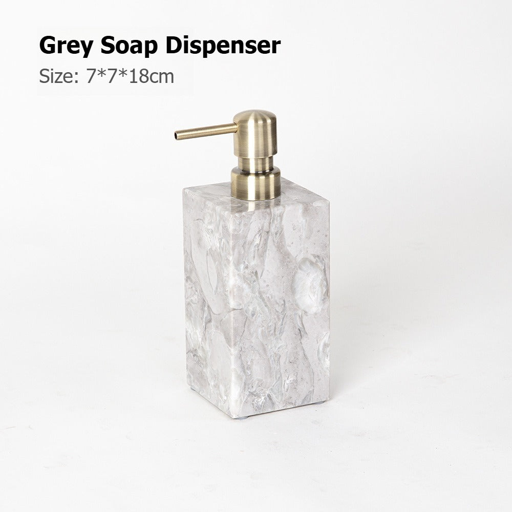 AUSAULAC Luxury Marble Bathroom Set - Soap Dispenser, Tissue Box & Tray | Light Luxury Hotel Style