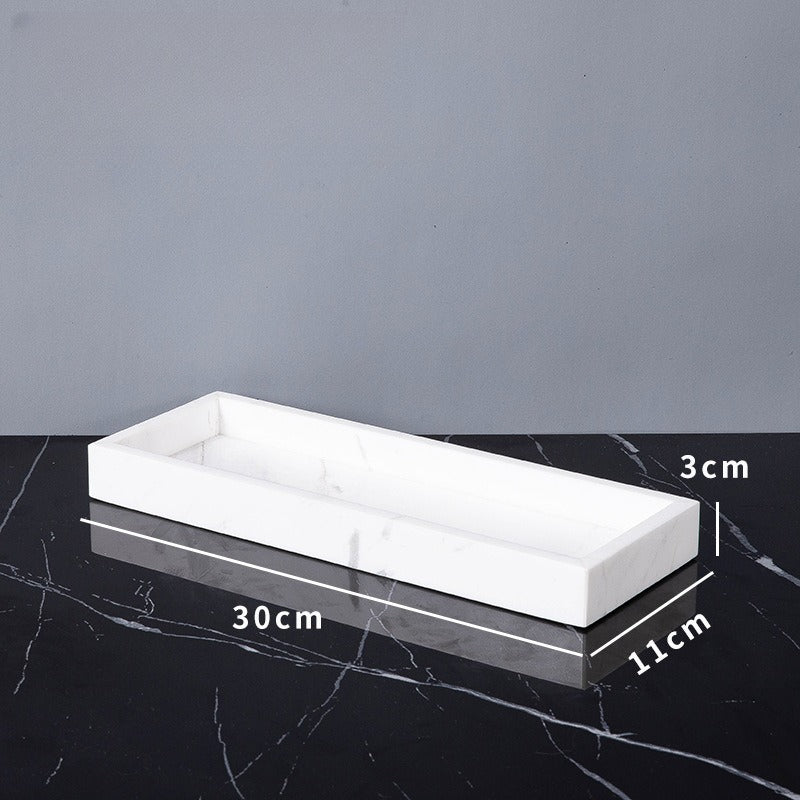 AUSAULAC Luxury Marble Bathroom Set - Soap Dispenser, Tissue Box & Tray | Light Luxury Hotel Style