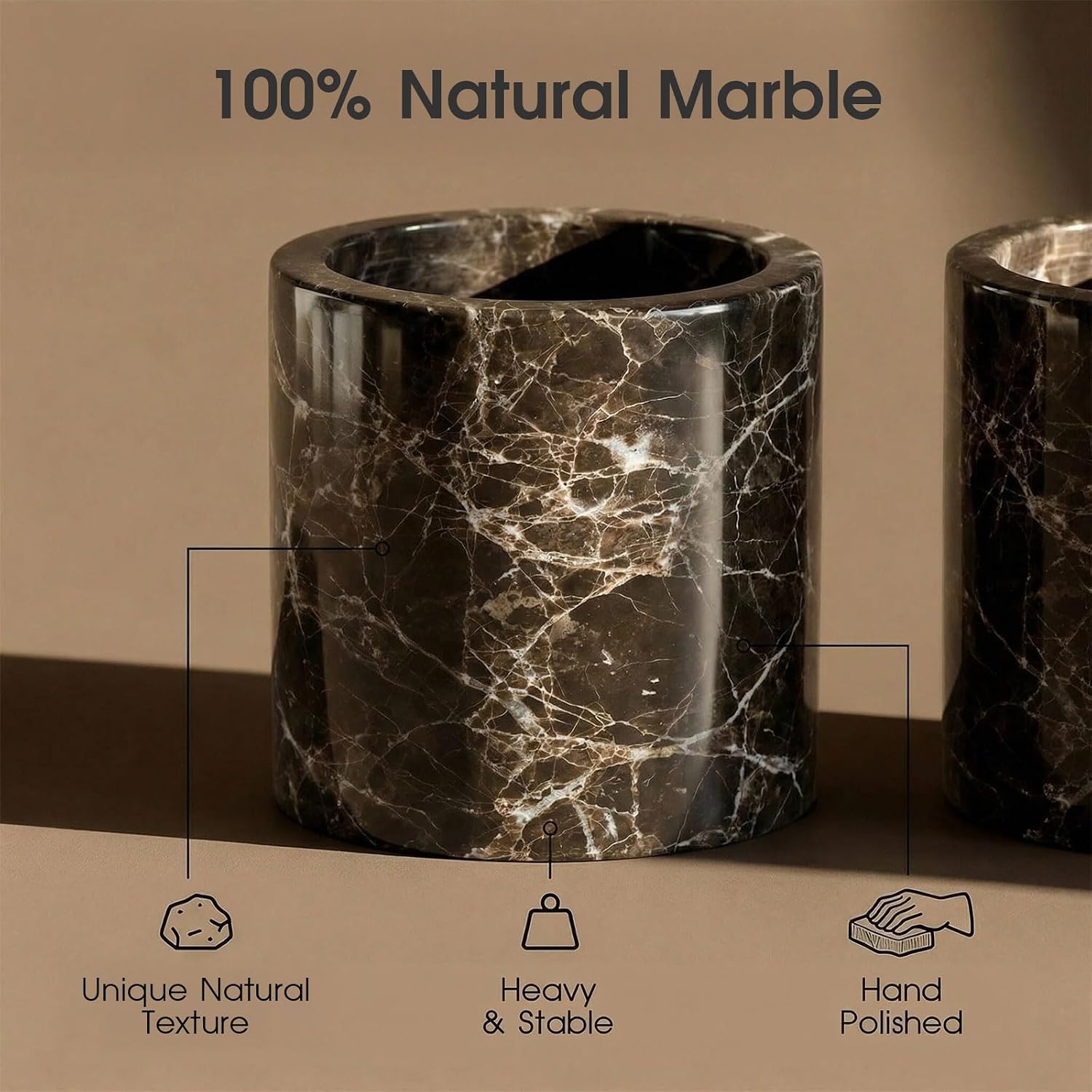 Dark Emperador Marble Canister Round