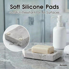 Natural Marble Soap Dish - 1.1lb Heavyweight Solid Base Soap Holder for Bathroom Vanity & Kitchen Sink - Non-Slip Handcrafted Stone Tray Shields Countertop Surfaces(Gray)
