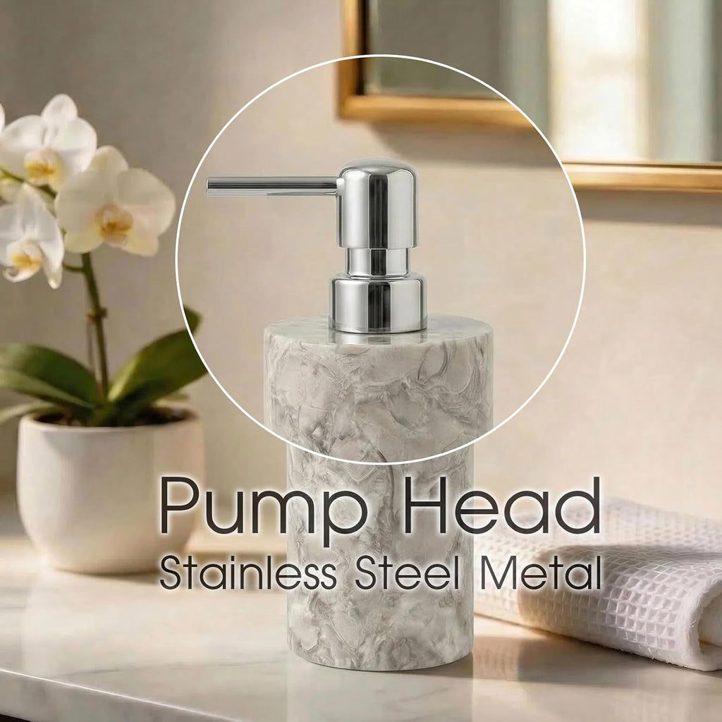 Marble Soap Dispenser, Hand Soap Dispenser for Bathroom Kitchen Countertop - Lotion and Liquid Soap Dispenser (1, Grey)
