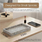 Natural Marble Tray Heavyweight Stone Vanity Tray for Bathroom Countertop, Coffee Table & Dresser - Handcrafted Rectangular Organizer (Gray, 9.84" x 4.72" x 1.18")