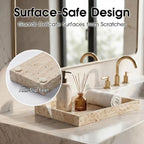 Natural Travertine Tray Heavyweight Stone Vanity Tray for Bathroom Countertop, Coffee Table & Dresser - Handcrafted Rectangular Organizer (Beige X, 12" x 8" x 1.2")