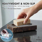 Natural Marble Soap Dish - 1.1lb Heavyweight Solid Base Soap Holder for Bathroom Vanity & Kitchen Sink - Non-Slip Handcrafted Stone Tray Shields Countertop Surfaces (Coffee)