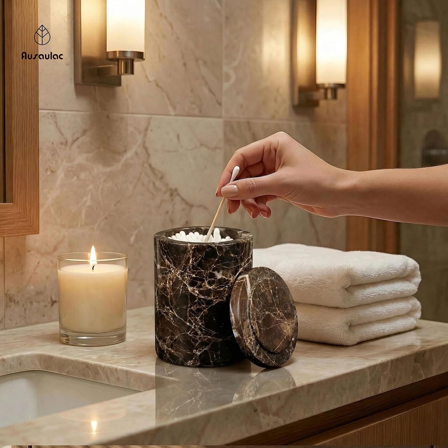 Dark Emperador Marble Canister Round