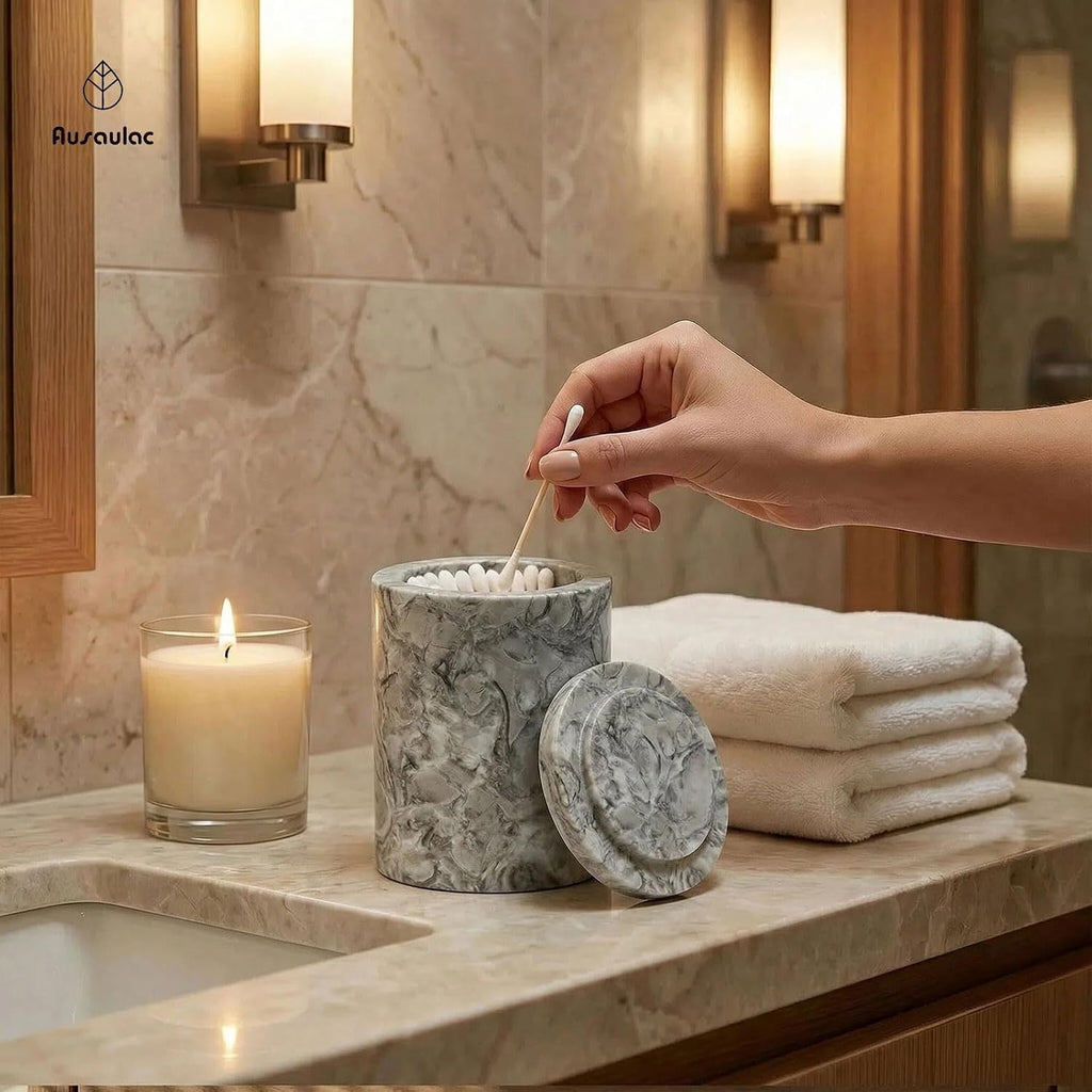 Hermes Grey Marble Canister Round