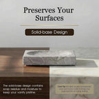 Natural Marble Soap Dish - 1.1lb Heavyweight Solid Base Soap Holder for Bathroom Vanity & Kitchen Sink - Non-Slip Handcrafted Stone Tray Shields Countertop Surfaces(Gray)