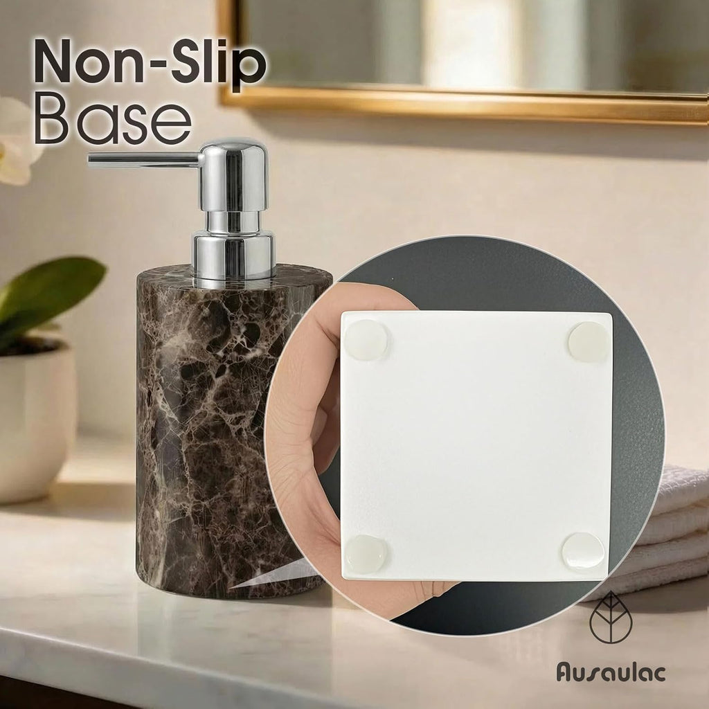 Marble Soap Dispenser, Hand Soap Dispenser for Bathroom Kitchen Countertop - Lotion and Liquid Soap Dispenser (1, Coffee)