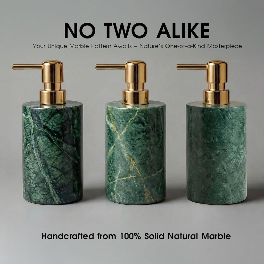 Marble Soap Dispenser, Hand Soap Dispenser for Bathroom Kitchen Countertop - Lotion and Liquid Soap Dispenser (1, Green)