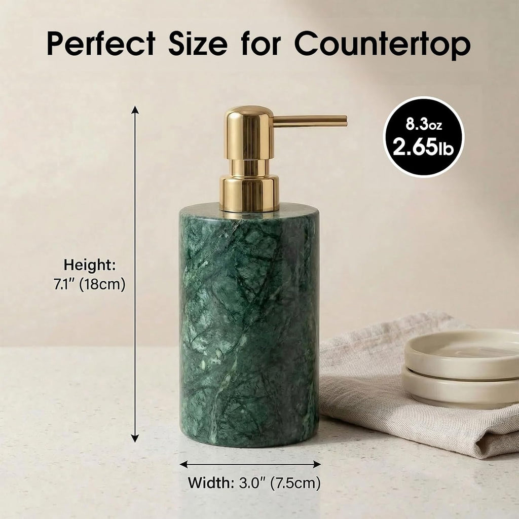 Marble Soap Dispenser, Hand Soap Dispenser for Bathroom Kitchen Countertop - Lotion and Liquid Soap Dispenser (1, Green)
