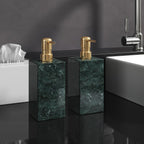 2 Set Real Natural Marble Soap Dispenser with Stainless Steel Pump – Decorative Liquid Hand Soap Bottle for Kitchen & Bathroom, Compatible with Lotion, Dish Soap & Shower Gel (Green)