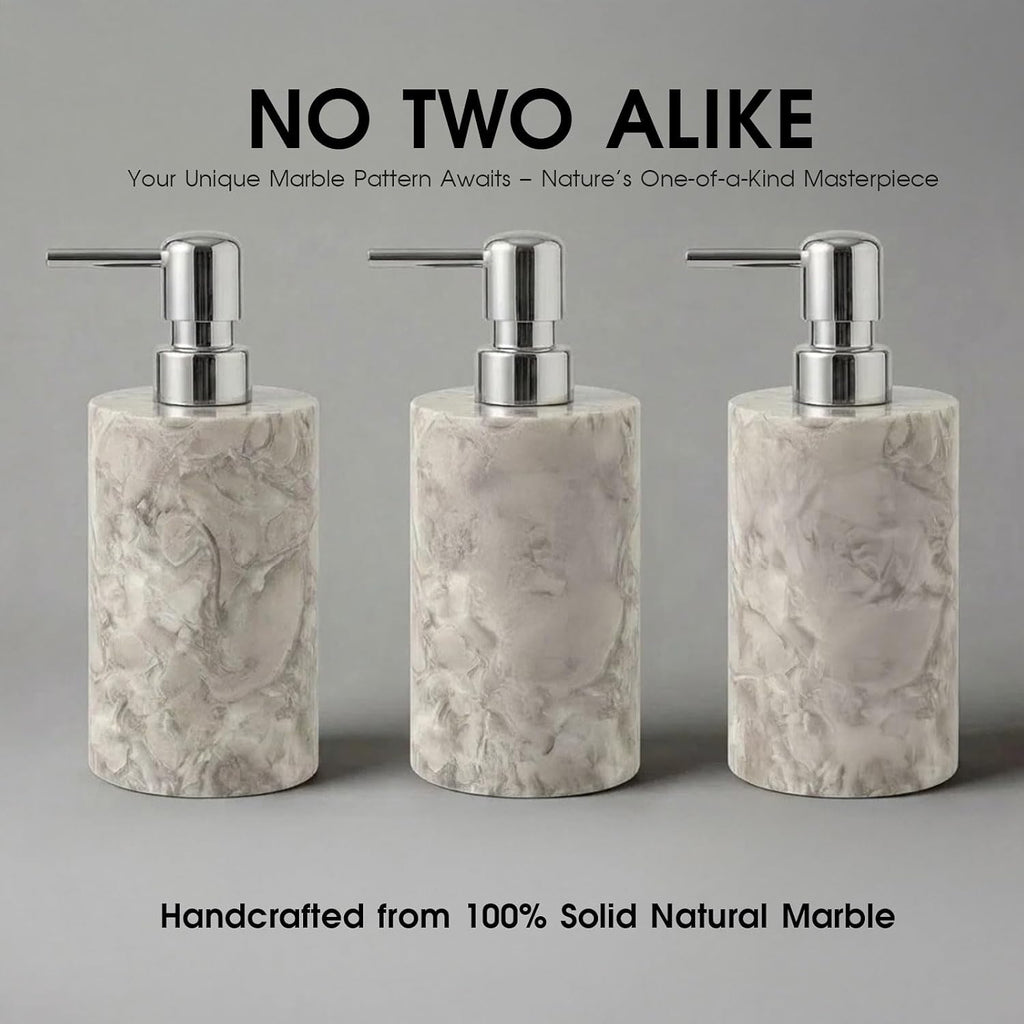 Marble Soap Dispenser, Hand Soap Dispenser for Bathroom Kitchen Countertop - Lotion and Liquid Soap Dispenser (1, Grey)