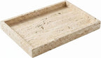 Natural Travertine Tray Heavyweight Stone Vanity Tray for Bathroom Countertop, Coffee Table & Dresser - Handcrafted Rectangular Organizer (Beige X, 12" x 8" x 1.2")