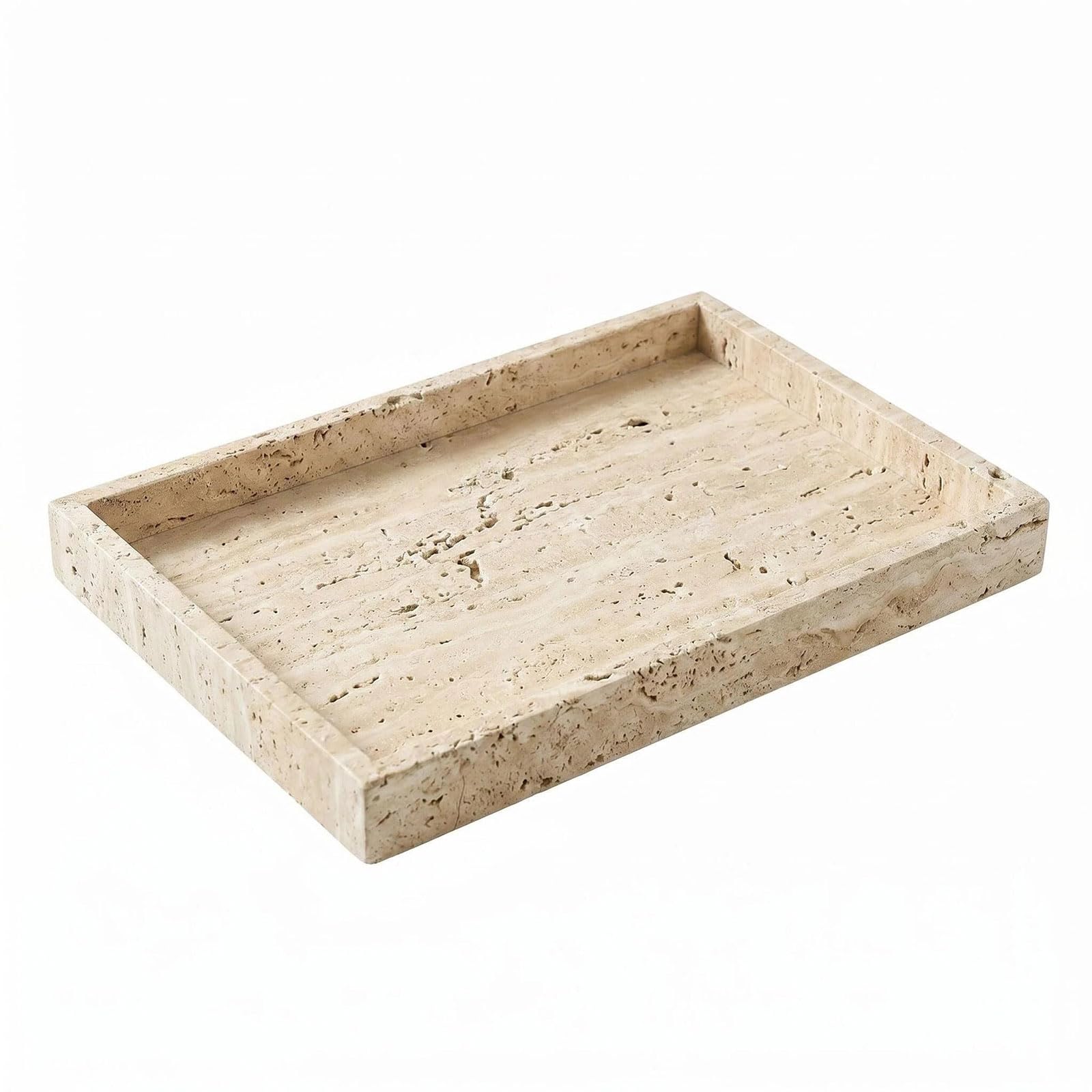 Natural Marble Tray Heavyweight Stone Vanity Tray for Bathroom Countertop, Coffee Table & Dresser - Handcrafted Rectangular Organizer (Coffee, 9.84" x 4.72" x 1.18")
