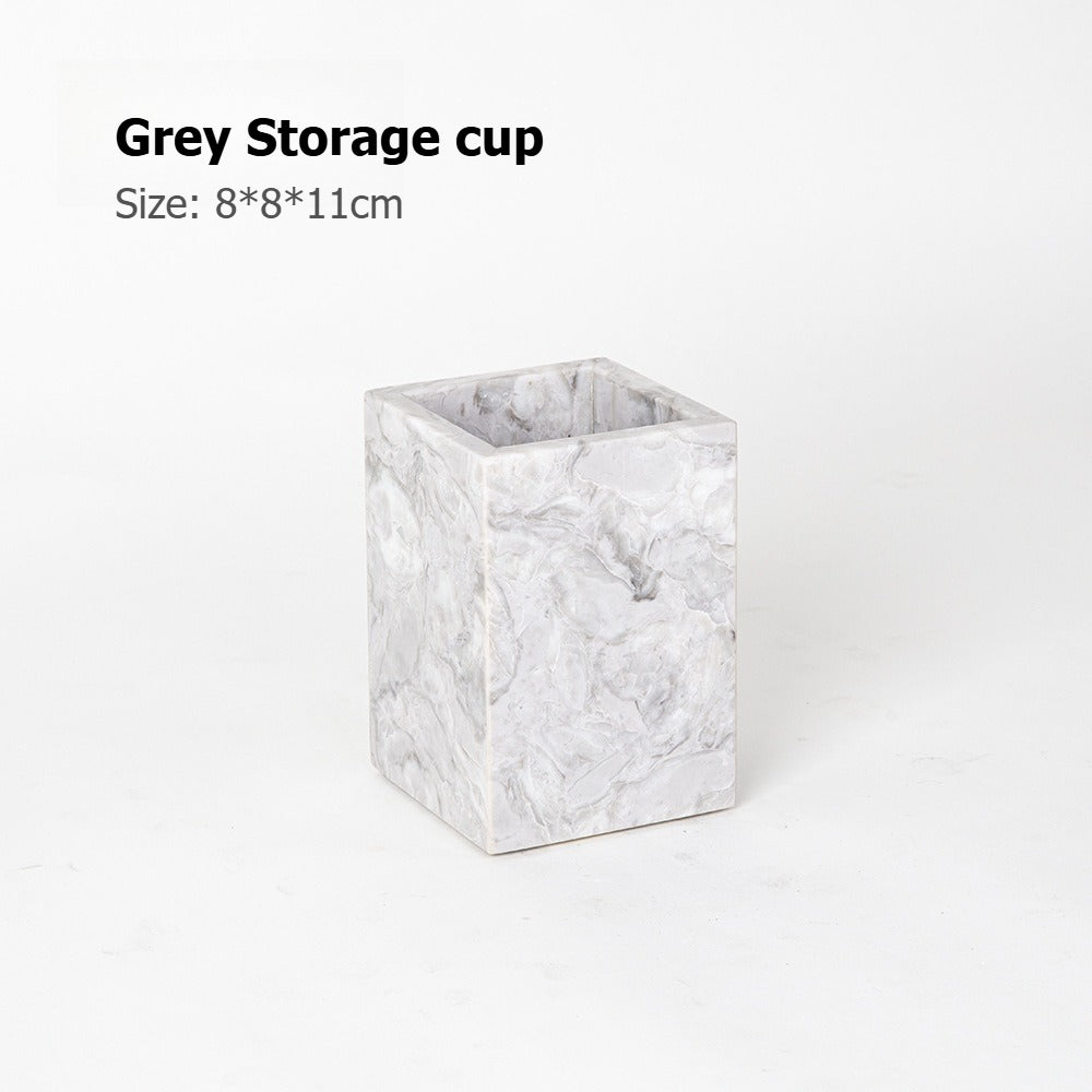 AUSAULAC Luxury Marble Bathroom Set - Soap Dispenser, Tissue Box & Tray | Light Luxury Hotel Style