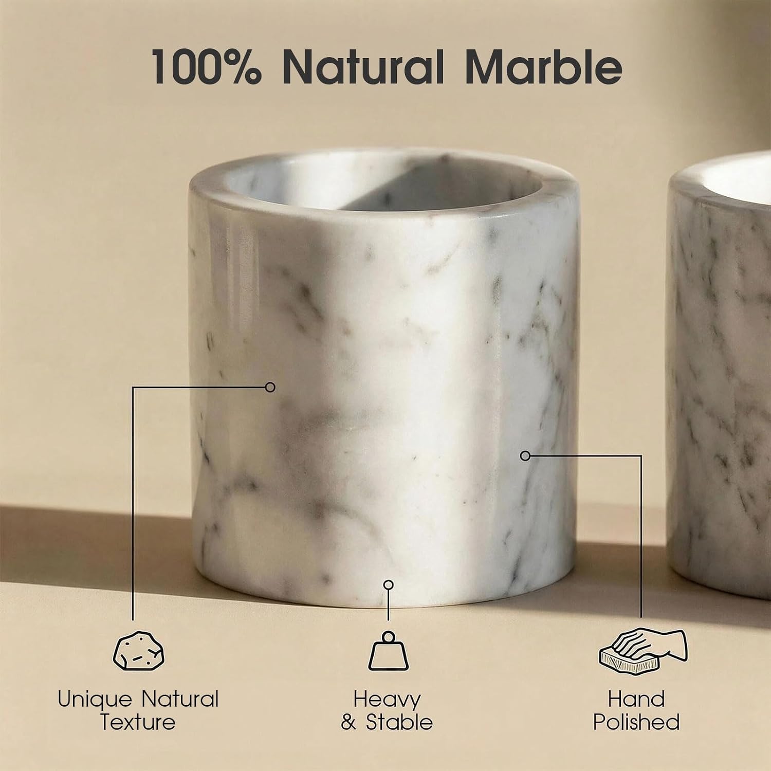 Jazz White Marble Canister Round