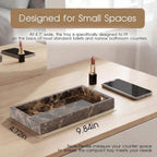 Natural Marble Tray Heavyweight Stone Vanity Tray for Bathroom Countertop, Coffee Table & Dresser - Handcrafted Rectangular Organizer (Coffee, 9.84" x 4.72" x 1.18")
