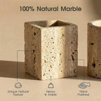 Natural Travertine Tray Heavyweight Stone Vanity Tray for Bathroom Countertop, Coffee Table & Dresser - Handcrafted Rectangular Organizer(Beige Travertine, 9.84" x 4.72" x 1.18")