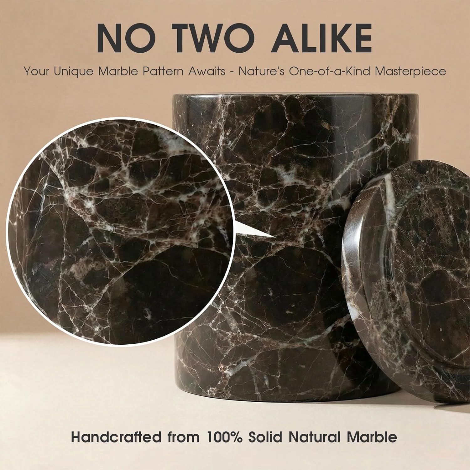 Dark Emperador Marble Canister Round