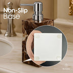 2 Pack Real Natural Marble Soap Dispenser with Stainless Steel Pump Decorative Liquid Hand Soap Bottle for Kitchen Bathroom, Compatible with Lotion, Dish Soap Shower Gel (Brown 2 Set)