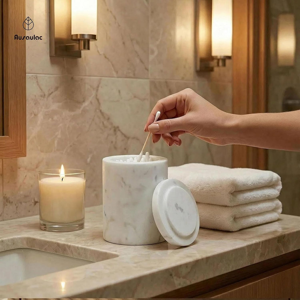 Jazz White Marble Canister Round