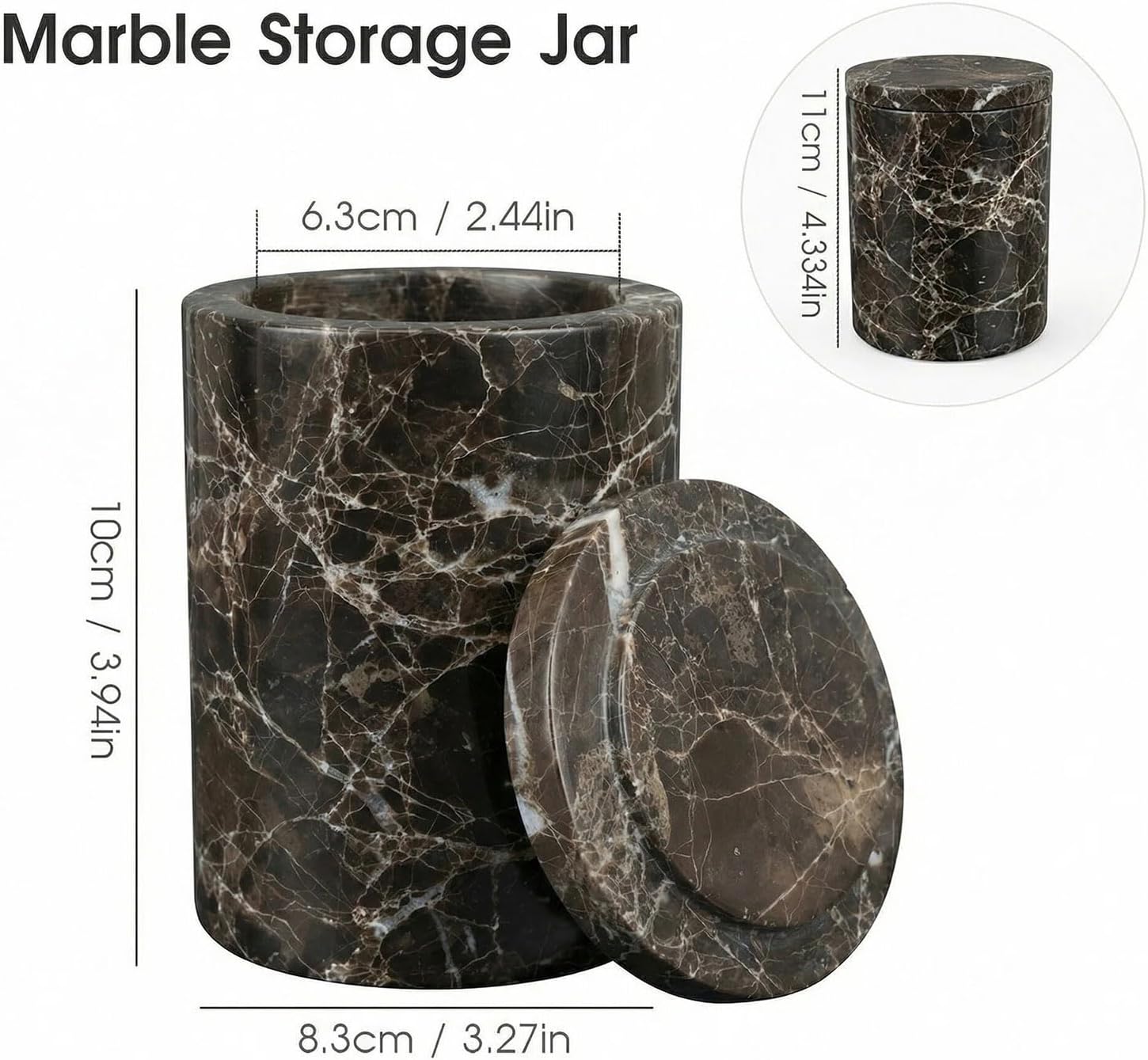 Dark Emperador Marble Canister Round