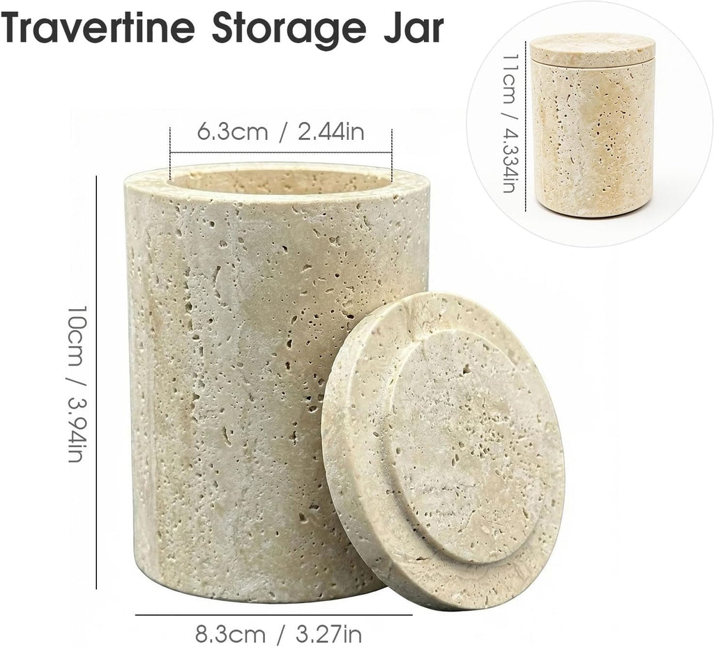 Roman Travertine Marble Canister Round
