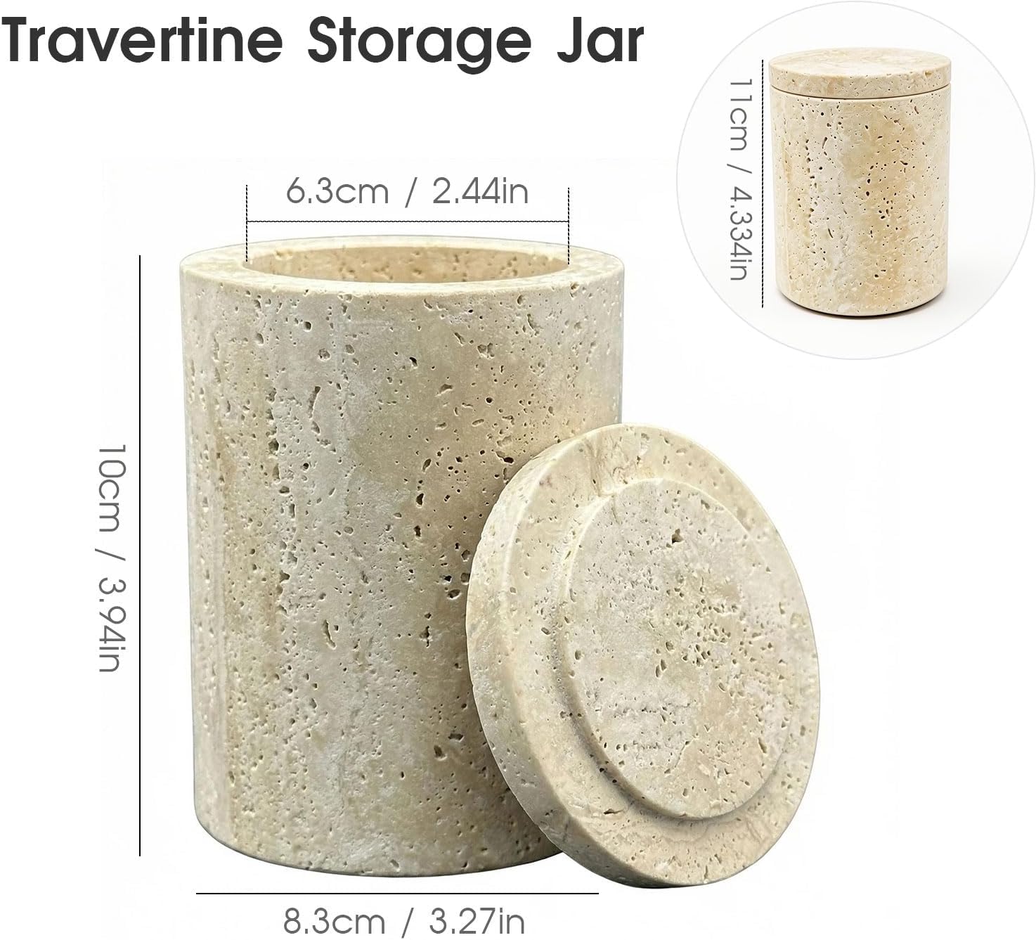 Roman Travertine Marble Canister Round