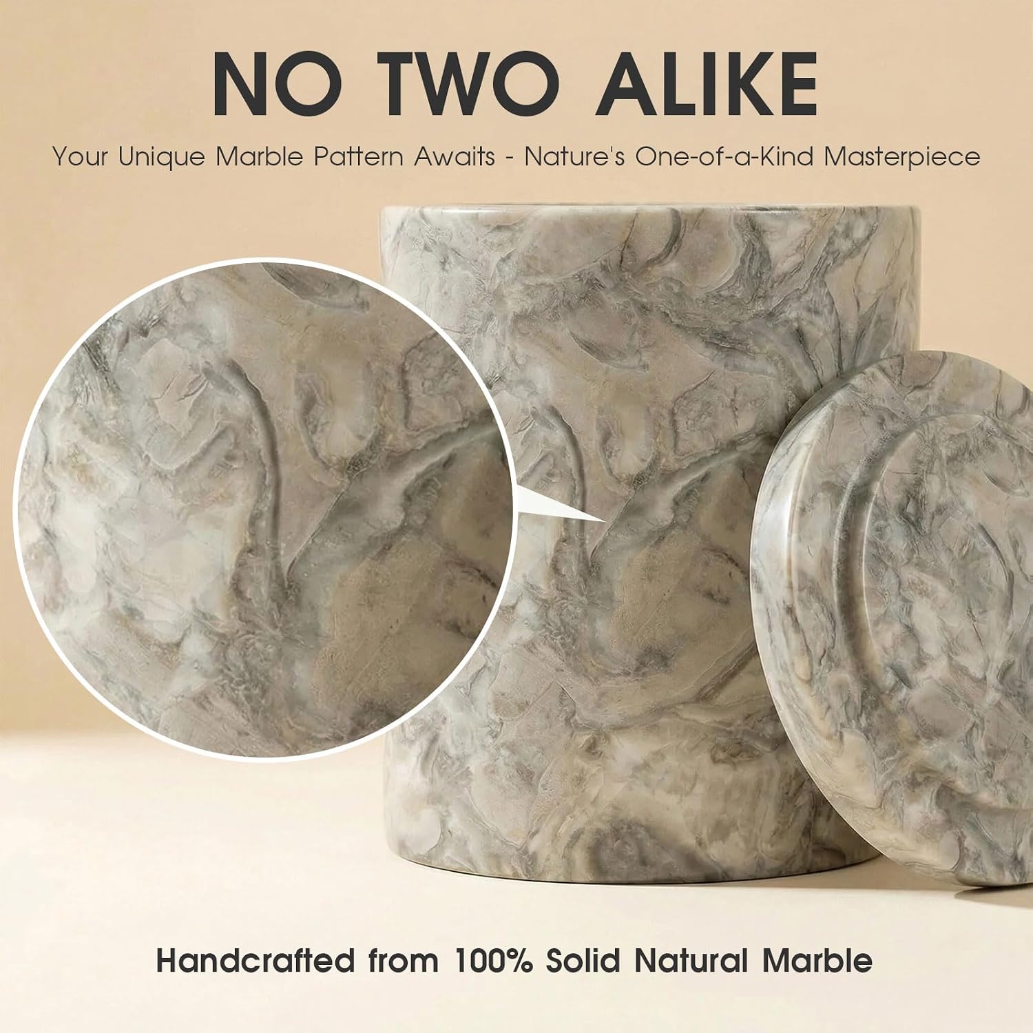 Hermes Grey Marble Canister Round