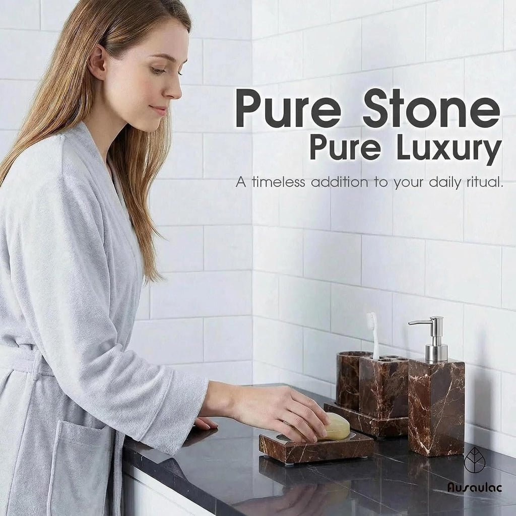 Natural Marble Soap Dish - 1.1lb Heavyweight Solid Base Soap Holder for Bathroom Vanity & Kitchen Sink - Non-Slip Handcrafted Stone Tray Shields Countertop Surfaces (Coffee)