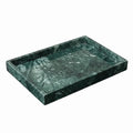Natural Marble Tray Heavyweight Stone Vanity Tray for Bathroom Countertop, Coffee Table & Dresser - Handcrafted Rectangular Organizer (Green X, 12" x 8" x 1.2")