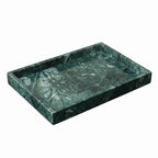 Natural Marble Tray Heavyweight Stone Vanity Tray for Bathroom Countertop, Coffee Table & Dresser - Handcrafted Rectangular Organizer (Green X, 12" x 8" x 1.2")