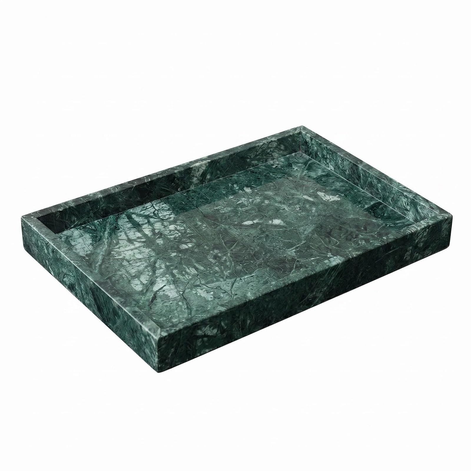 Natural Travertine Tray Heavyweight Stone Vanity Tray for Bathroom Countertop, Coffee Table & Dresser - Handcrafted Rectangular Organizer (Beige X, 12" x 8" x 1.2")