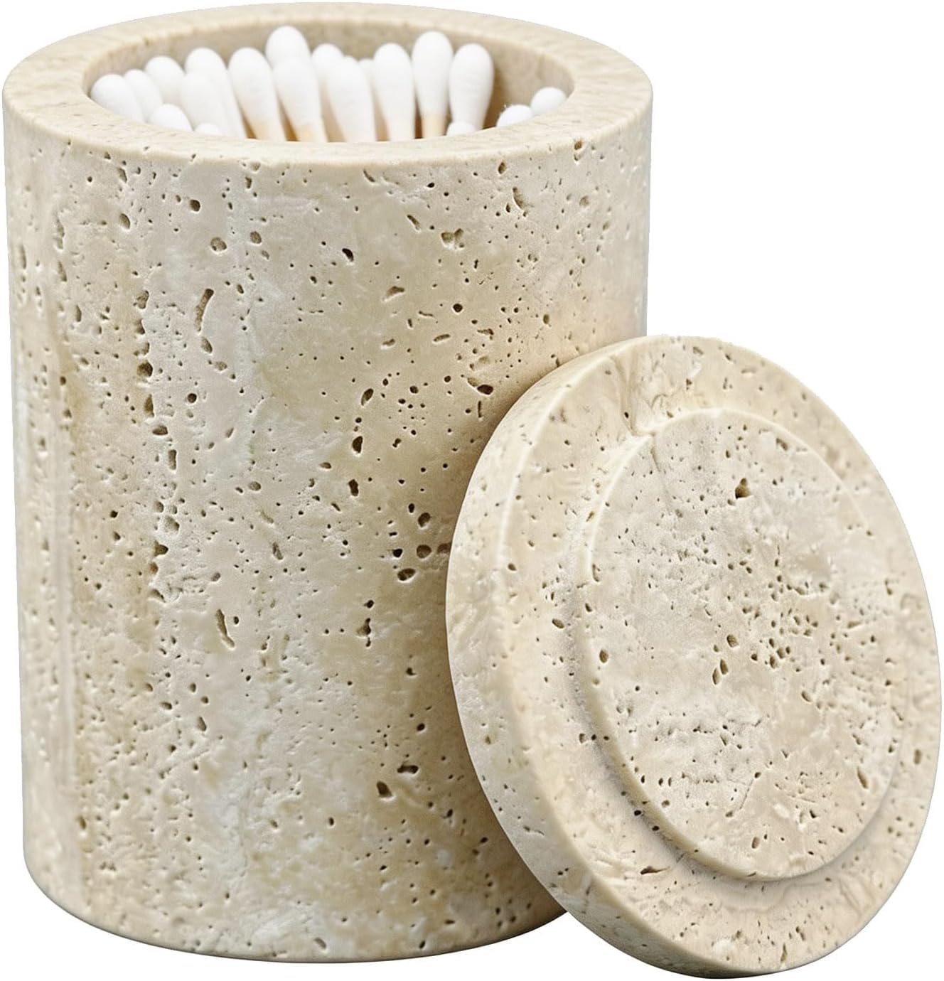 Roman Travertine Marble Canister Round