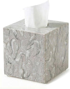 Natural Marble Tissue Box Cover - Square Facial Tissue Holder for Bathroom Vanity, Living Room & Office - Heavyweight Stone Cover fits Standard Cube Boxes, 5.5x5.5in (Gray)