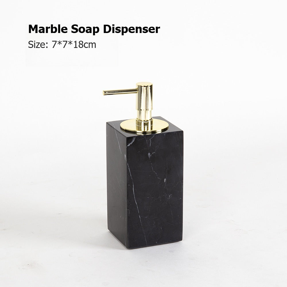 AUSAULAC Luxury Marble Bathroom Set - Soap Dispenser, Tissue Box & Tray | Light Luxury Hotel Style