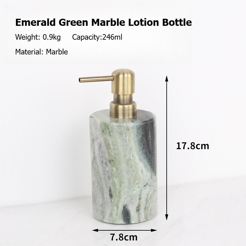 AUSAULAC Luxury Marble Bathroom Set - Soap Dispenser, Tissue Box & Tray | Light Luxury Hotel Style