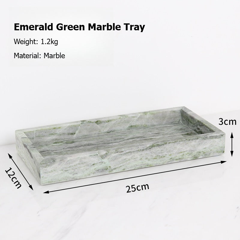 AUSAULAC Luxury Marble Bathroom Set - Soap Dispenser, Tissue Box & Tray | Light Luxury Hotel Style