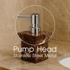 2 Pack Real Natural Marble Soap Dispenser with Stainless Steel Pump Decorative Liquid Hand Soap Bottle for Kitchen Bathroom, Compatible with Lotion, Dish Soap Shower Gel (Brown 2 Set)