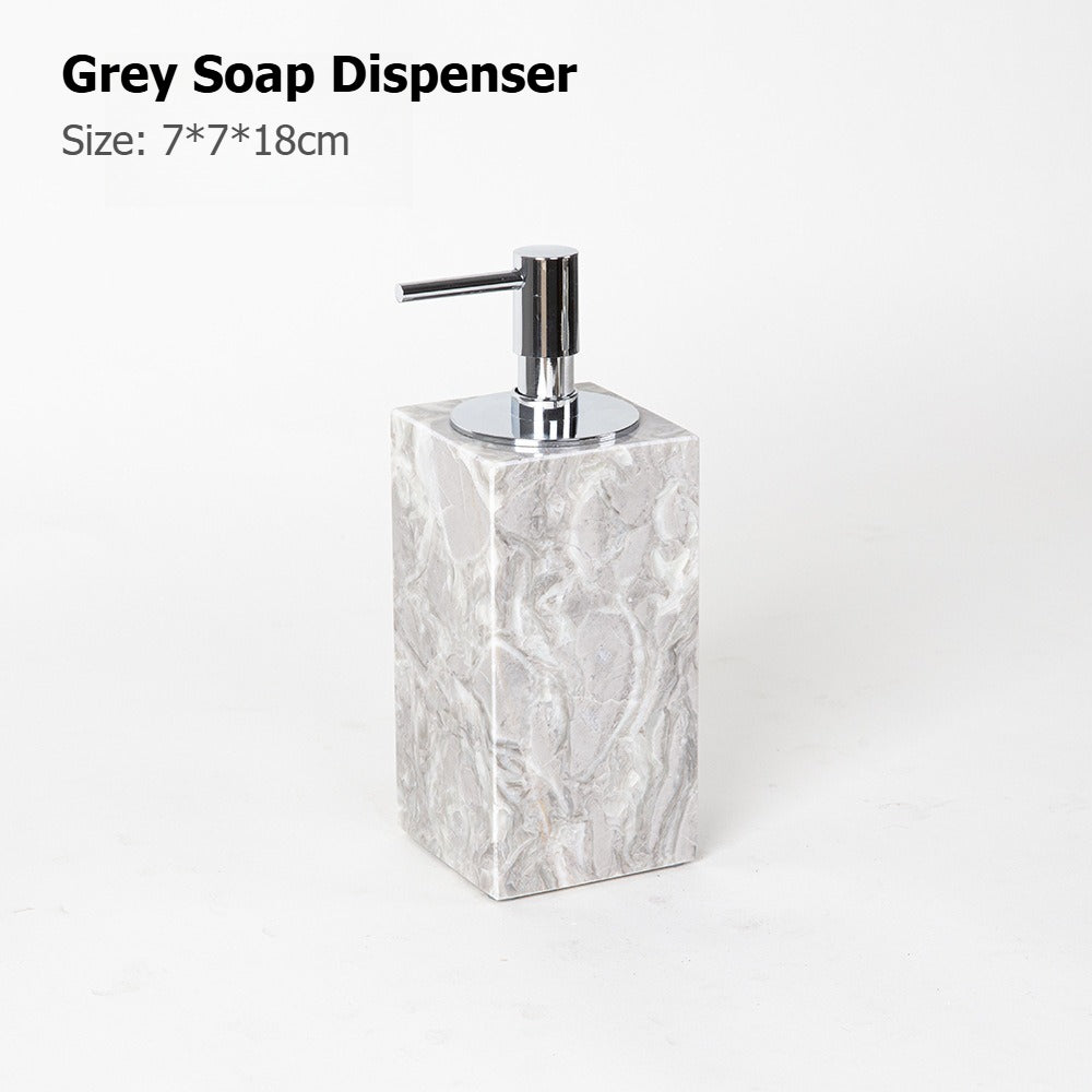 AUSAULAC Luxury Marble Bathroom Set - Soap Dispenser, Tissue Box & Tray | Light Luxury Hotel Style