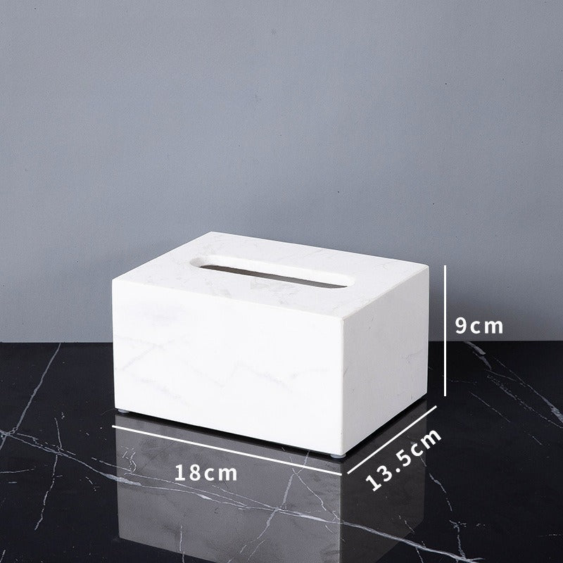 AUSAULAC Luxury Marble Bathroom Set - Soap Dispenser, Tissue Box & Tray | Light Luxury Hotel Style