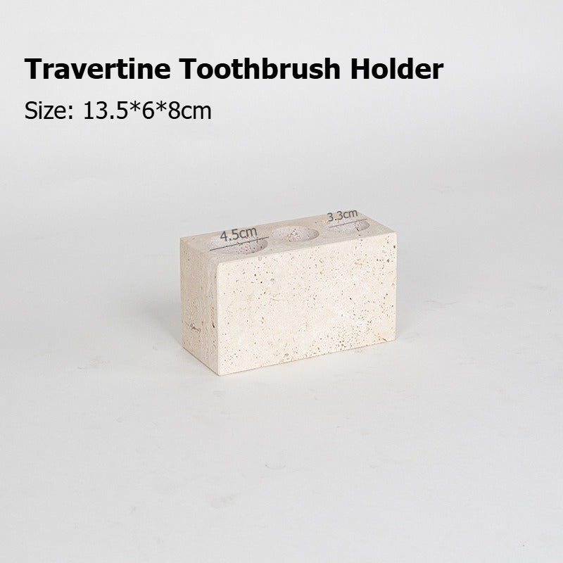 AUSAULAC Luxury Natural Travertine  Bathroom Set - Soap Dispenser, Tissue Box & Tray | Light Luxury Hotel Style