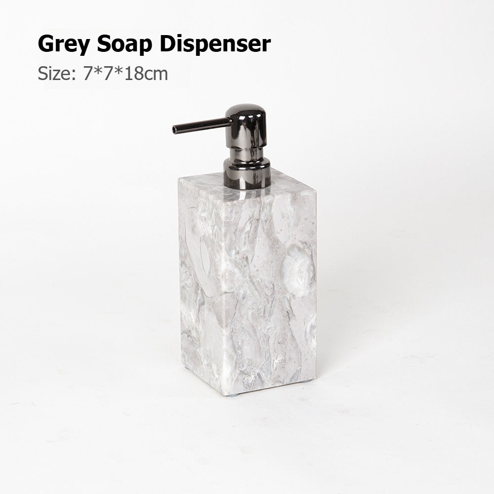 AUSAULAC Luxury Marble Bathroom Set - Soap Dispenser, Tissue Box & Tray | Light Luxury Hotel Style