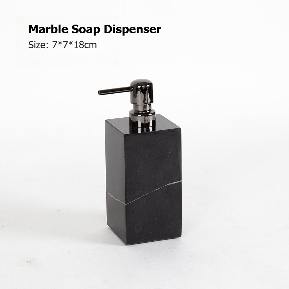 AUSAULAC Luxury Marble Bathroom Set - Soap Dispenser, Tissue Box & Tray | Light Luxury Hotel Style