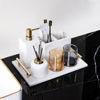 AUSAULAC Jazz White Close-up of {material} marble bathroom suite pieces - Premium Quality