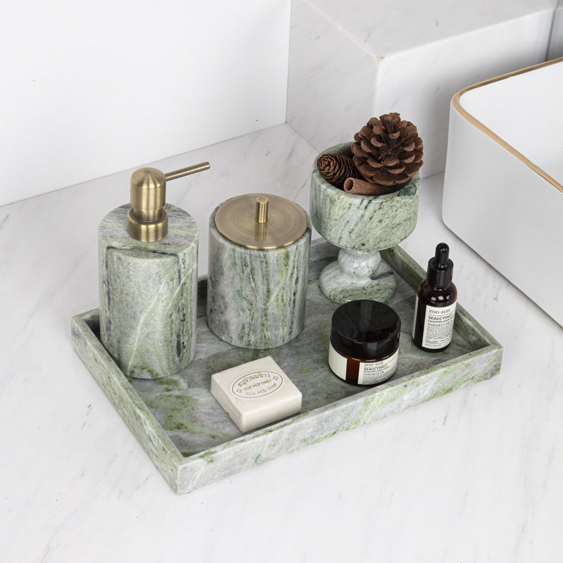 AUSAULAC Luxury Marble Bathroom Set - Soap Dispenser, Tissue Box & Tray | Light Luxury Hotel Style