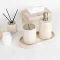 AUSAULAC Roman Travertine Complete 5-piece marble bathroom accessory set - Luxury Natural Stone Home Decor