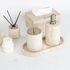 AUSAULAC Roman Travertine Complete 5-piece marble bathroom accessory set - Luxury Natural Stone Home Decor
