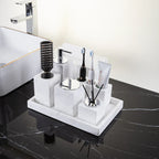 AUSAULAC Jazz White Complete 5-piece marble bathroom accessory set - Luxury Natural Stone Home Decor
