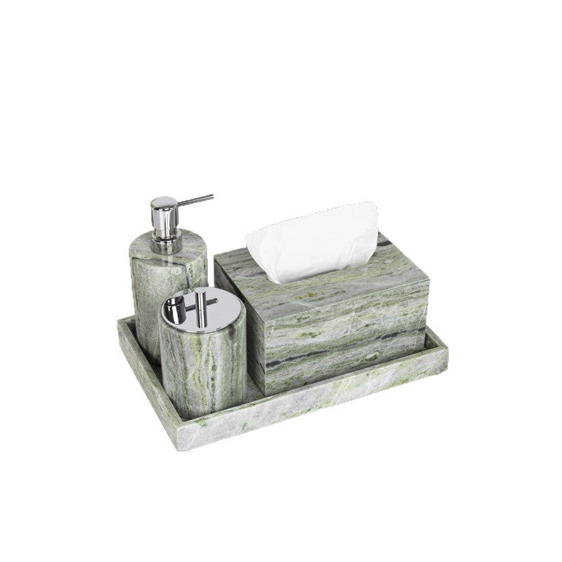 AUSAULAC Luxury Marble Bathroom Set - Soap Dispenser, Tissue Box & Tray | Light Luxury Hotel Style